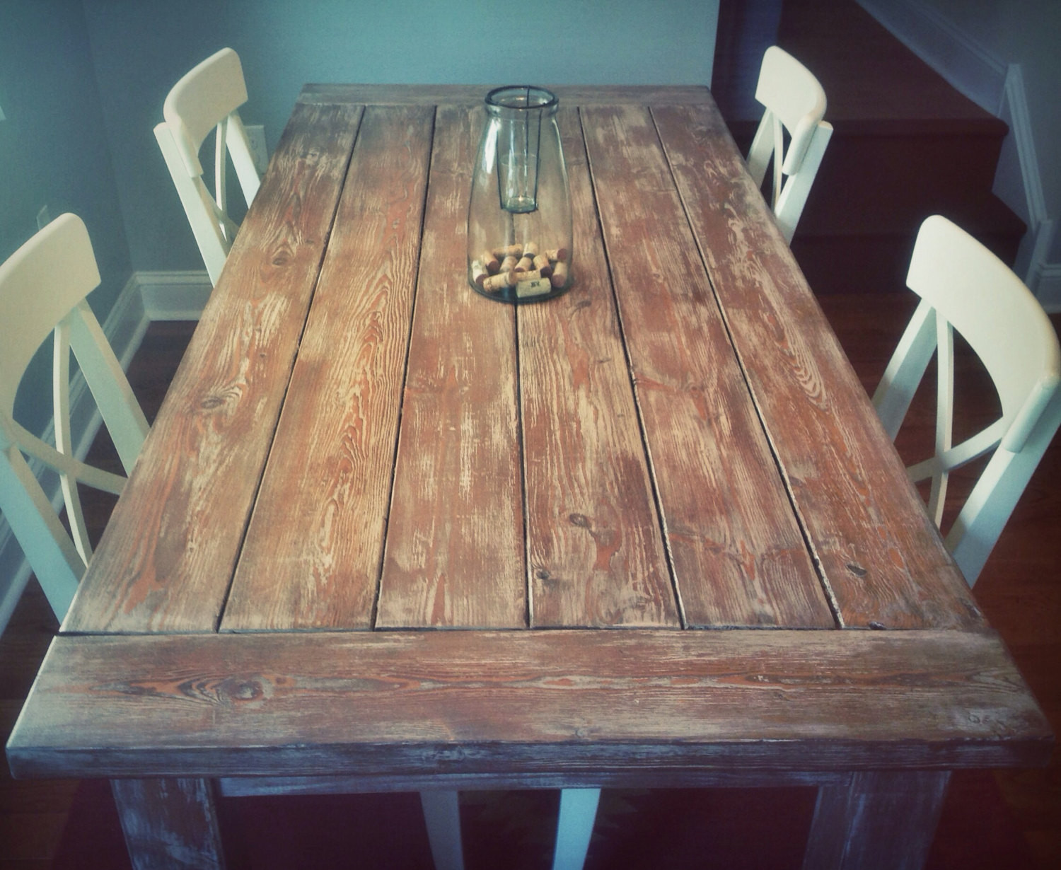 Rustic Farmhouse Kitchen Table
 Weathered Rustic Farmhouse Style Dining Table