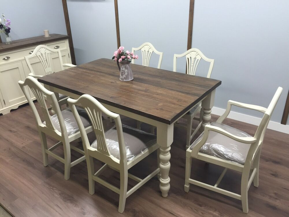 Rustic Farmhouse Kitchen Table
 FARMHOUSE KITCHEN Table And 6 Chairs Shabby Chic NEW