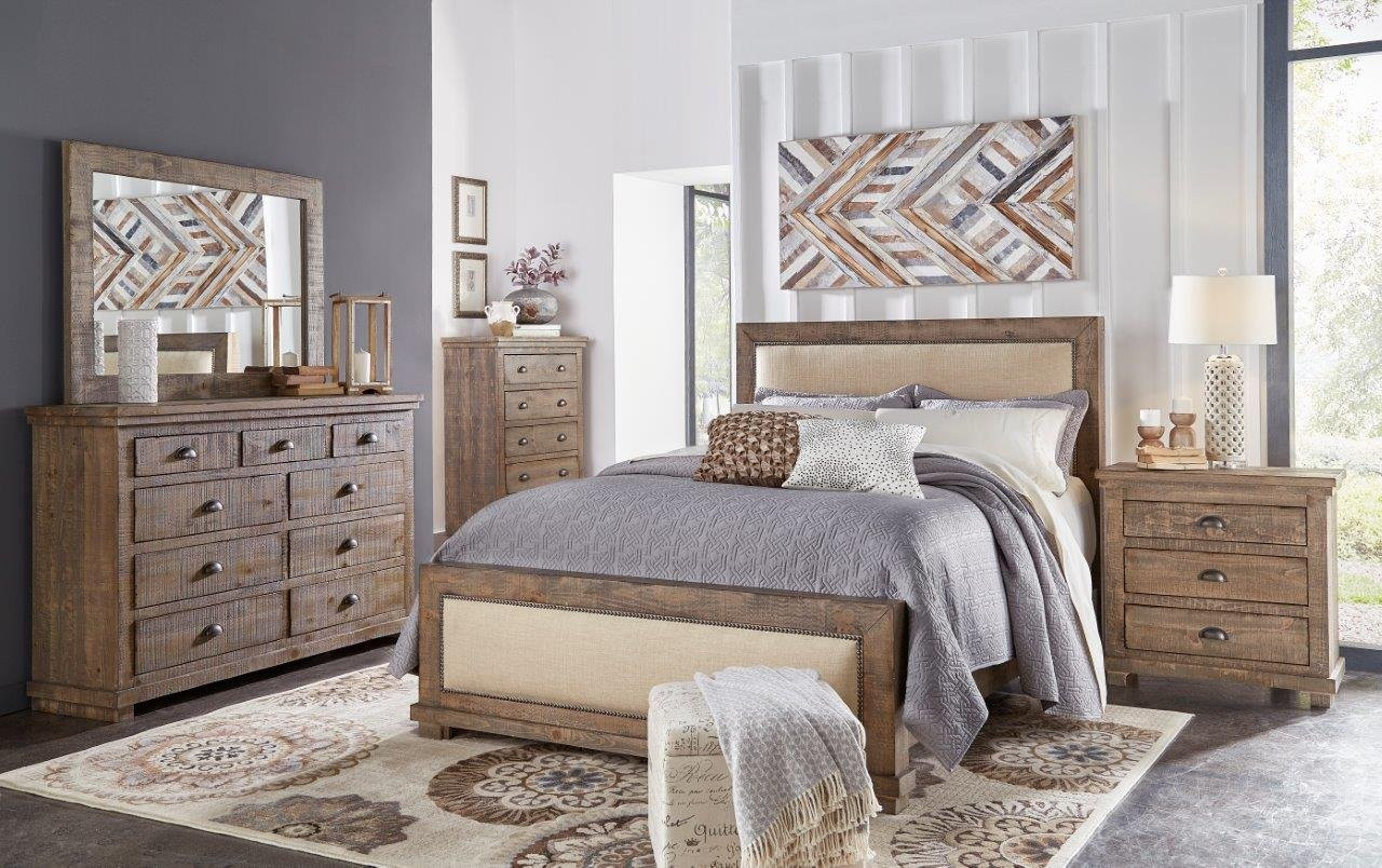 Rustic Grey Bedroom Set
 Pine & Gray Casual Rustic 6 Piece Queen Bedroom Set