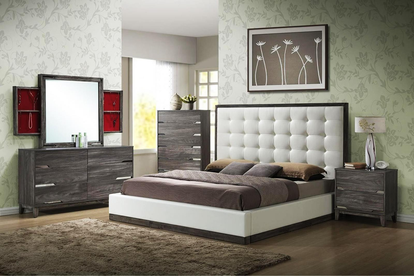 Rustic Grey Bedroom Set
 MYCO Furniture BR560 Q Brently Rustic Gray White Vinyl