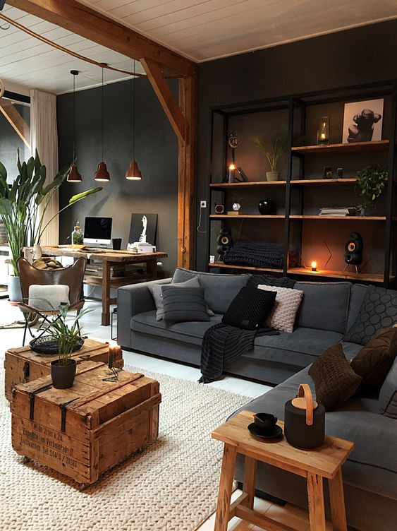 Rustic Industrial Living Room
 85 Awesome Masculine Living Room Design Ideas DigsDigs