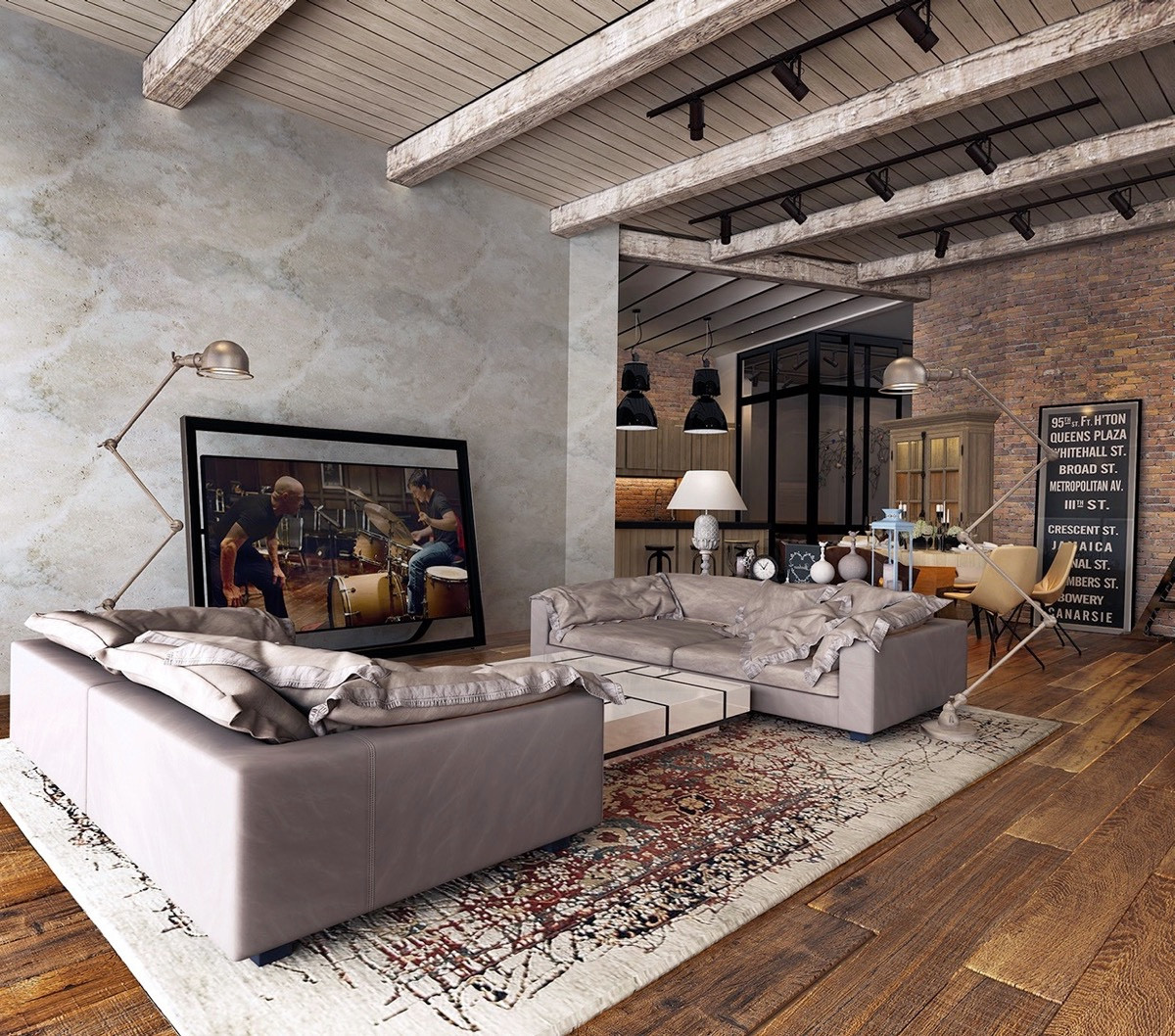 Rustic Industrial Living Room
 Industrial Style For Living Room Design Apply with