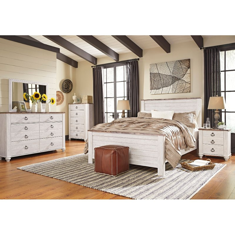 Rustic King Bedroom Set
 Classic Rustic Whitewashed 6 Piece King Bedroom Set