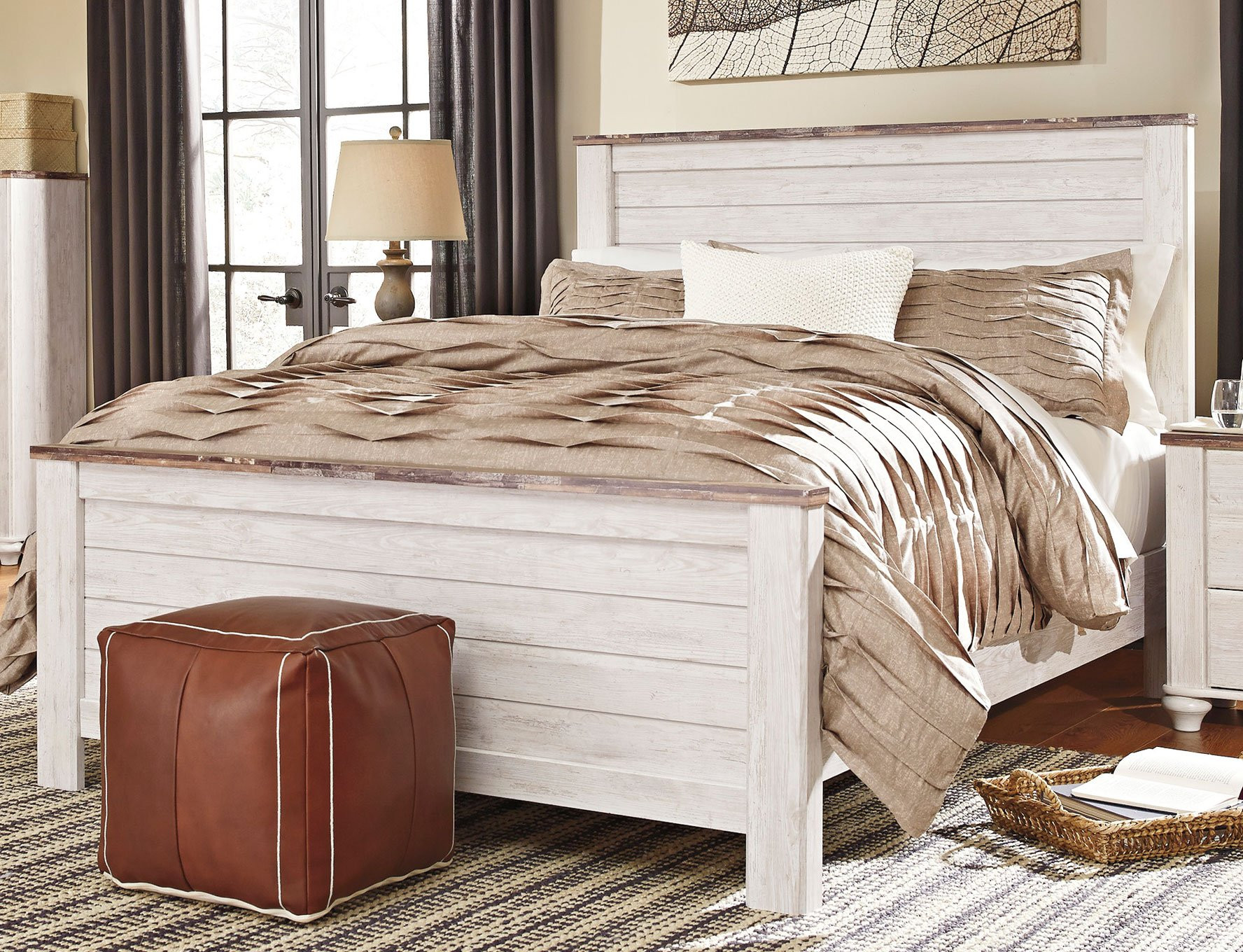 Rustic King Bedroom Set
 Classic Rustic Whitewashed 6 Piece King Bedroom Set