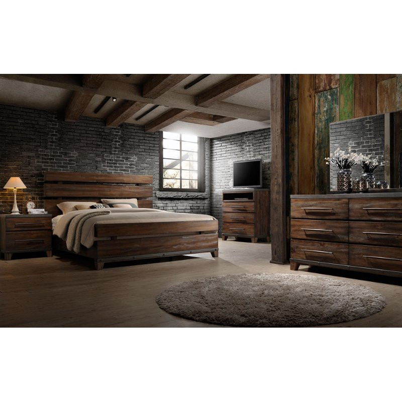 Rustic King Bedroom Sets
 Modern Rustic Brown 6 Piece King Bedroom Set Forge