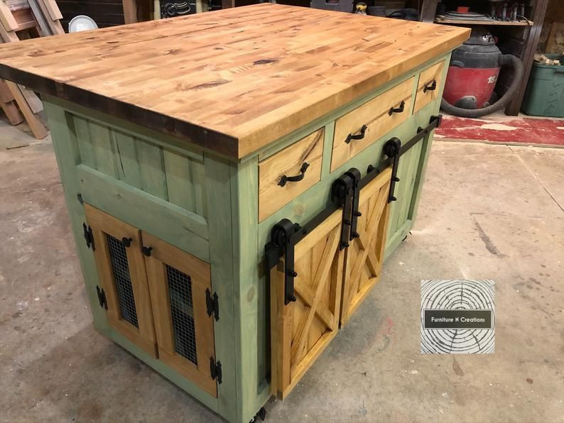 Rustic Kitchen Island On Wheels
 Rustic Kitchen Island on Wheels Made to Order in 2020