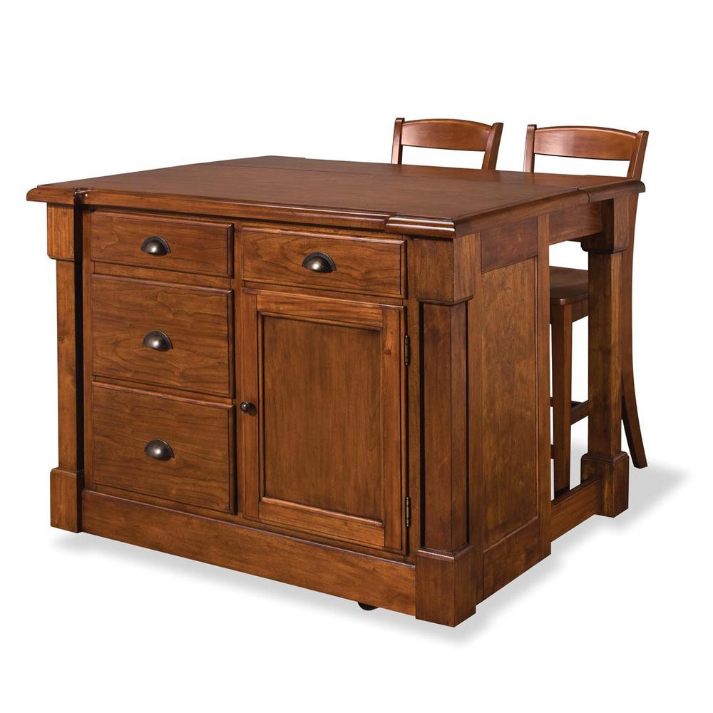 Rustic Kitchen Island With Seating
 Home Styles Aspen Rustic Cherry Kitchen Island With