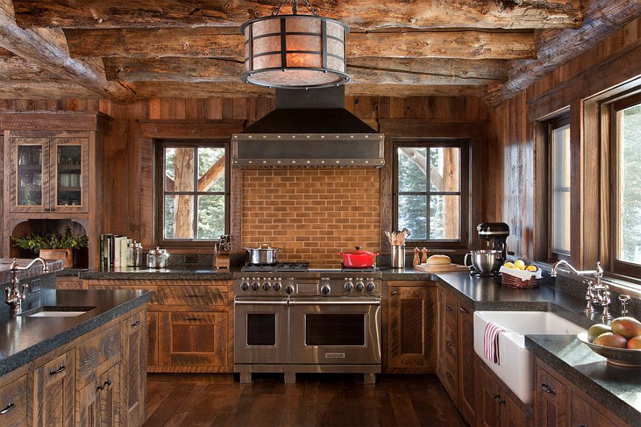 Rustic Kitchen Pictures
 Spanish Peaks Cabin A Rustic Gateway to Big Sky’s