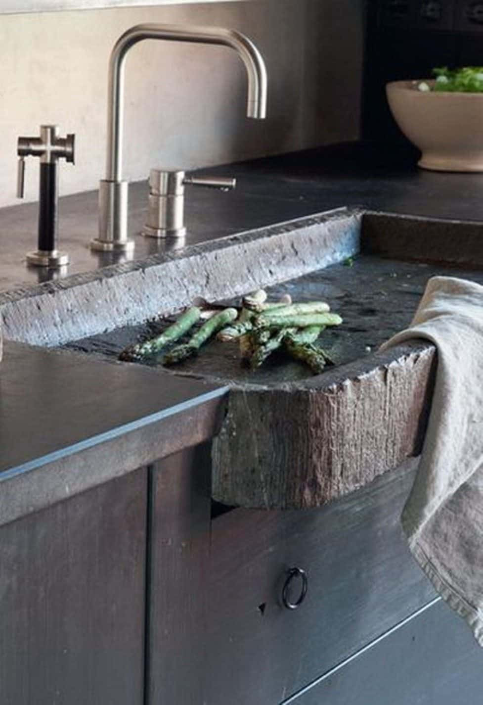 Rustic Kitchen Sink
 Rustic Modern Kitchen Features Modern Faucet And Hammered