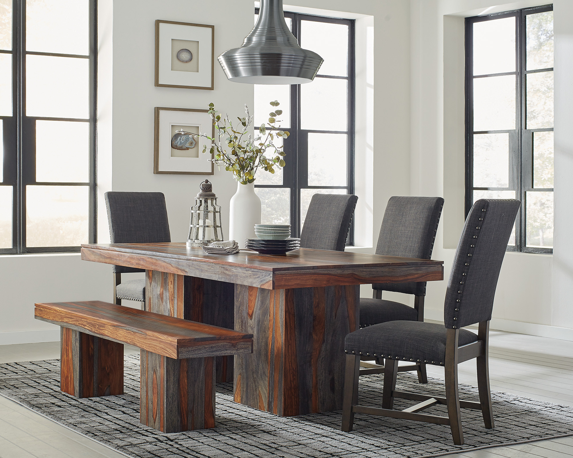 Rustic Kitchen Tables With Bench
 Binghamton Rustic Dining Table Set with Bench color option