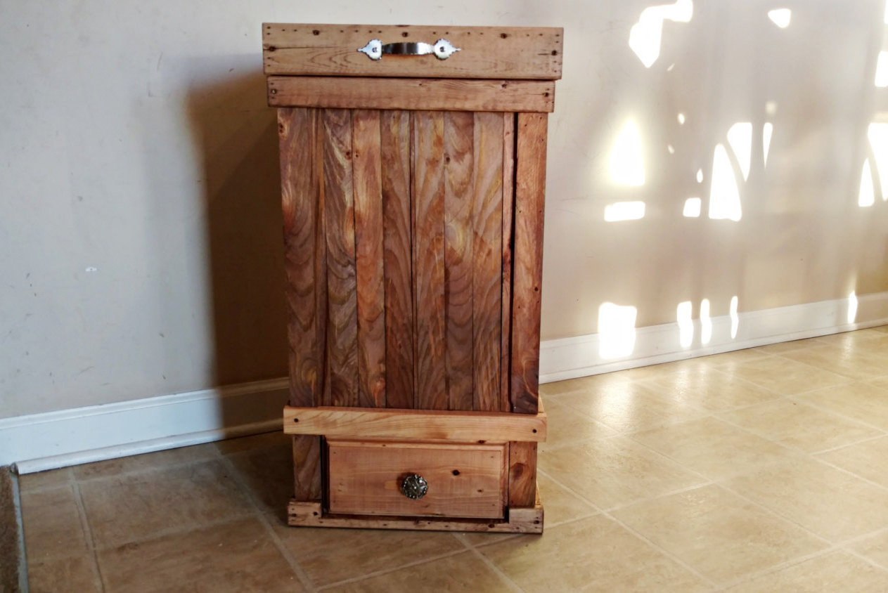 Rustic Kitchen Trash Can
 13 Gallon Trash Can with Bottom Drawer Rustic Kitchen Trash