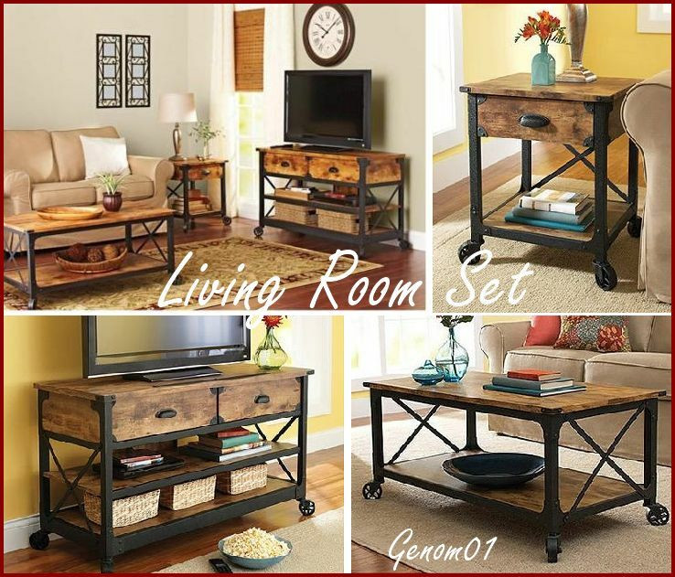 Rustic Living Room Table Sets
 Rustic Living Room SET Coffee Table TV Stand Nightstand