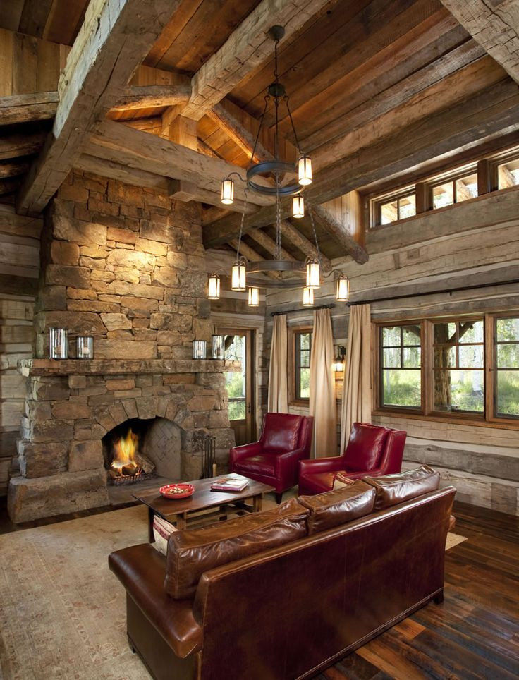 Rustic Living Room With Fireplace
 1000 images about rustic living rooms dens on Pinterest