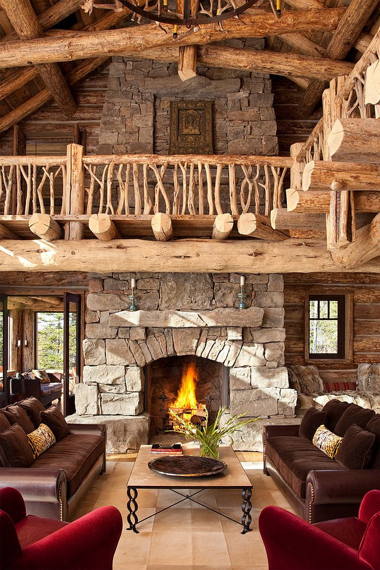 Rustic Living Rooms With Fireplace
 Amazing Views Meet Timeless Charm at Rustic Mountain Cabin