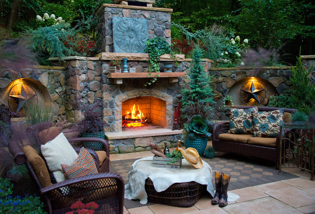 Rustic Outdoor Landscape
 Outdoor Fireplace and Patio Rustic Landscape DC