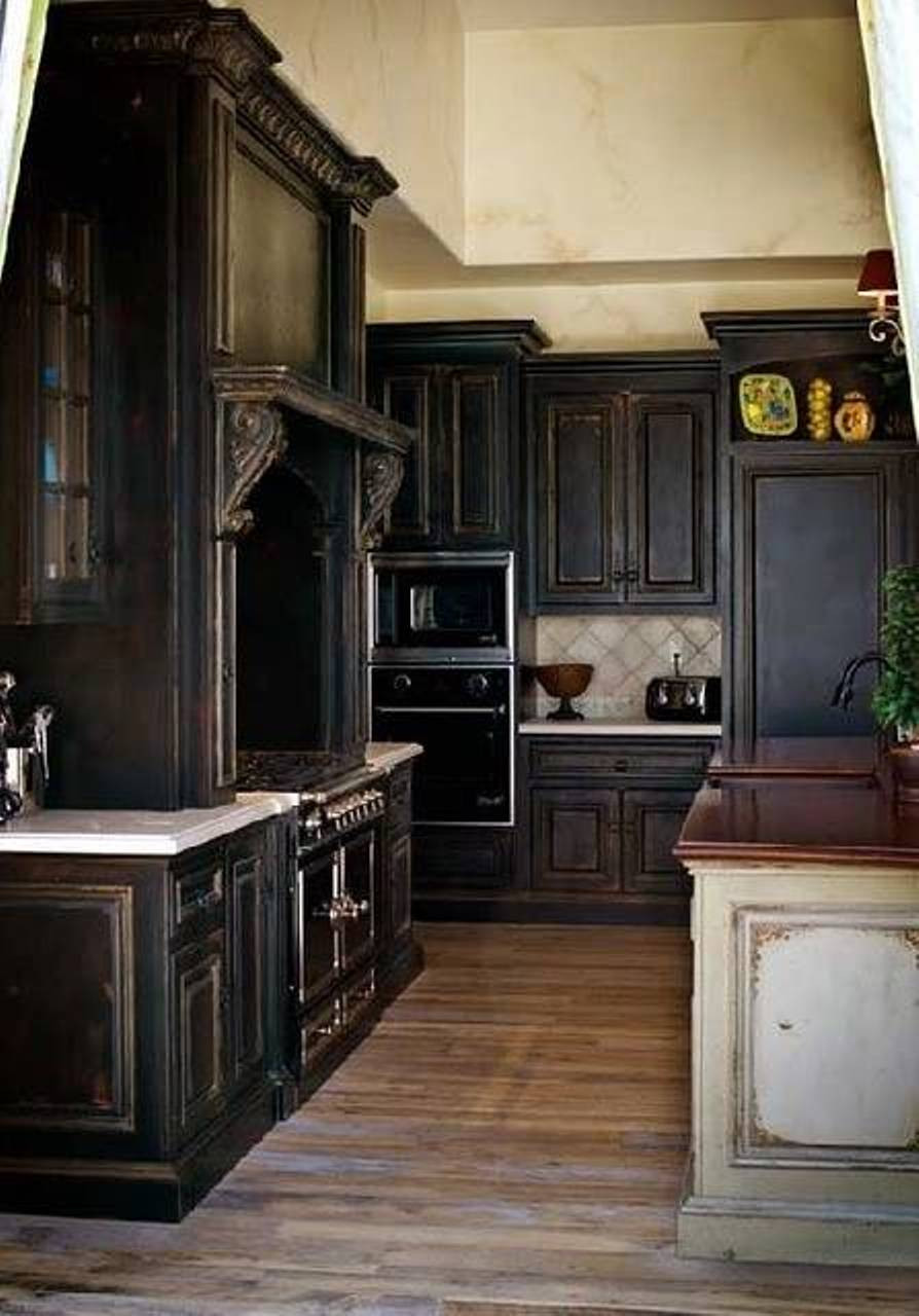Rustic Painted Kitchen Cabinets
 Black Kitchen Cabinets with Some White Accents Traba Homes