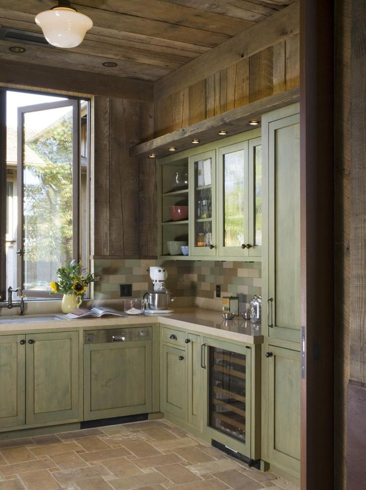 Rustic Painted Kitchen Cabinets
 A rustic wine country retreat Painted wood cabinets