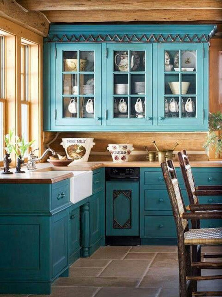 Rustic Painted Kitchen Cabinets
 20 Refreshing Blue Kitchen Design Ideas Rilane