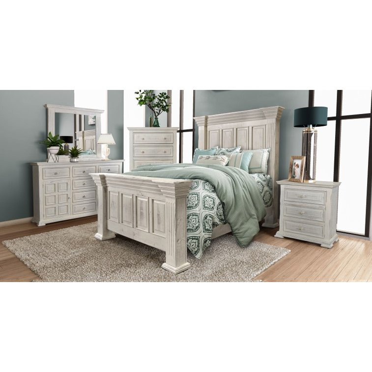 Rustic White Bedroom Furniture
 Rustic White 4 Piece King Bedroom Set Marquis