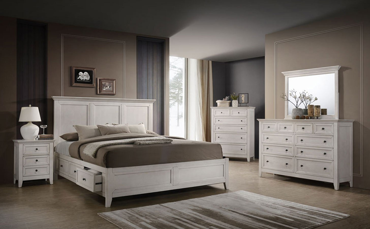 Rustic White Bedroom Furniture
 San Mateo Storage Bedroom Set Rustic White by Intercon