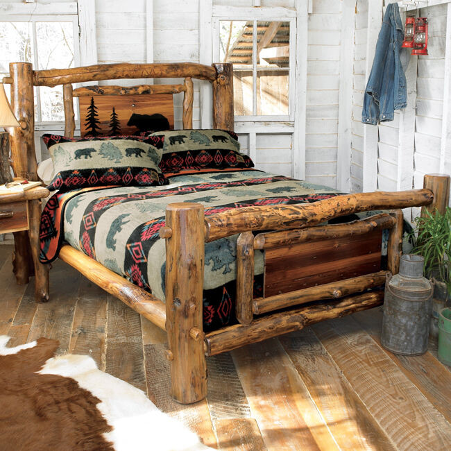 Rustic Wood Bedroom Set
 Aspen Log Bed Frame Country Western Rustic Wood Bedroom