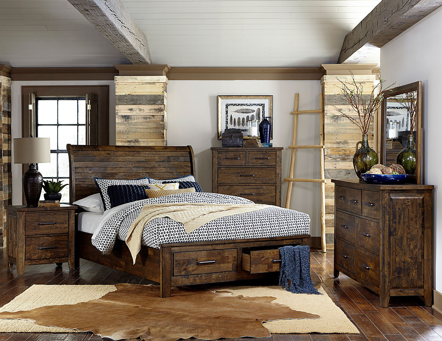 Rustic Wood Bedroom Sets
 Homelegance Jerrick Sleigh Platform Storage Bedroom Set