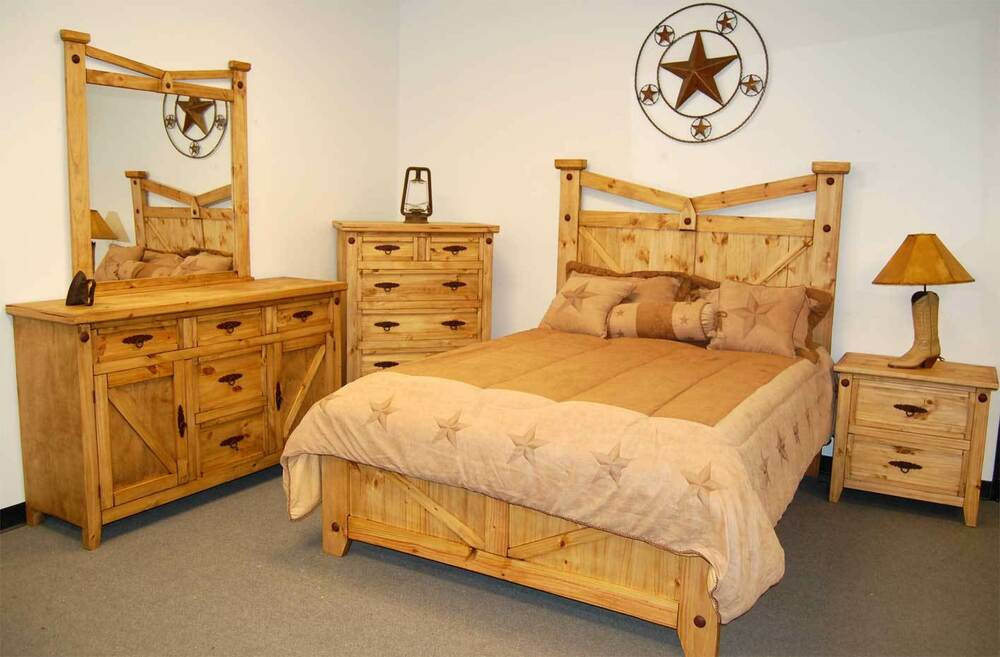 Rustic Wood Bedroom Sets
 Rustic Santa Fe Bedroom Set Queen Real Wood Western Cabin