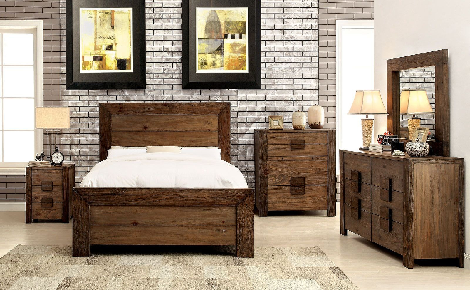 Rustic Wood Bedroom Sets
 Aveiro Rustic Natural Panel Bedroom Set from Furniture of