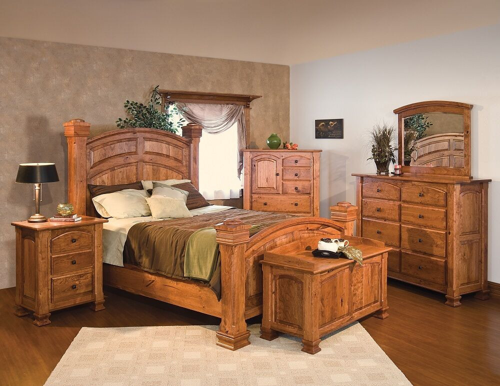 Rustic Wood Bedroom Sets
 Luxury Amish Mission Bedroom Set Solid Rustic Cherry Wood
