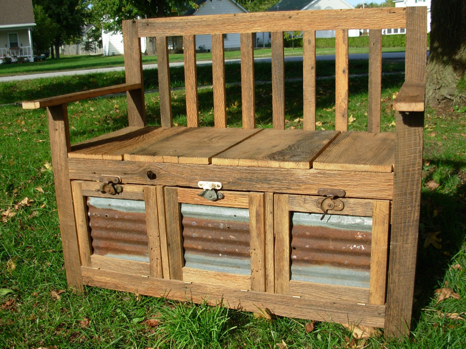 Rustic Wood Storage Bench Awesome Rustic and Reclaimed Barn Wood Storage Bench