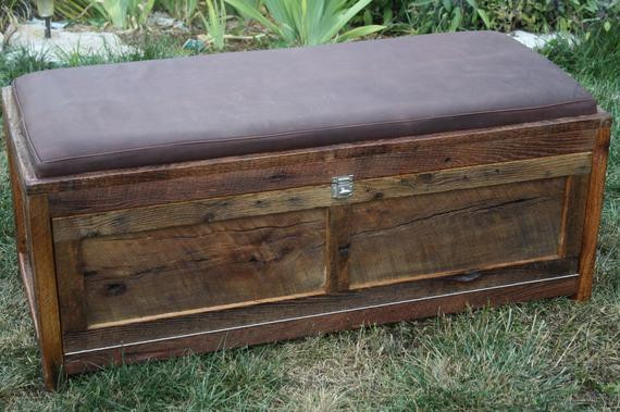 Rustic Wood Storage Bench
 YOUR Customized Reclaimed Rustic Barn Wood by timelessjourney