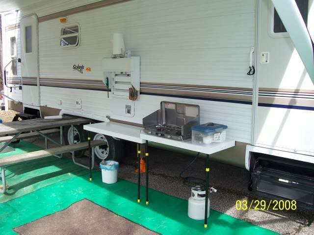 Rv Outdoor Kitchen Ideas
 He built an outdoor kitchen that mounts to the side of the