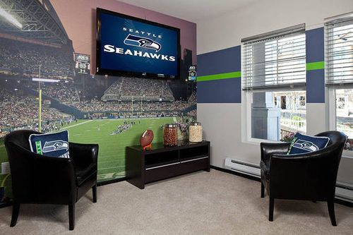 Seattle Seahawks Bedroom Decor
 Seahawks man cave Awesome stadium wall