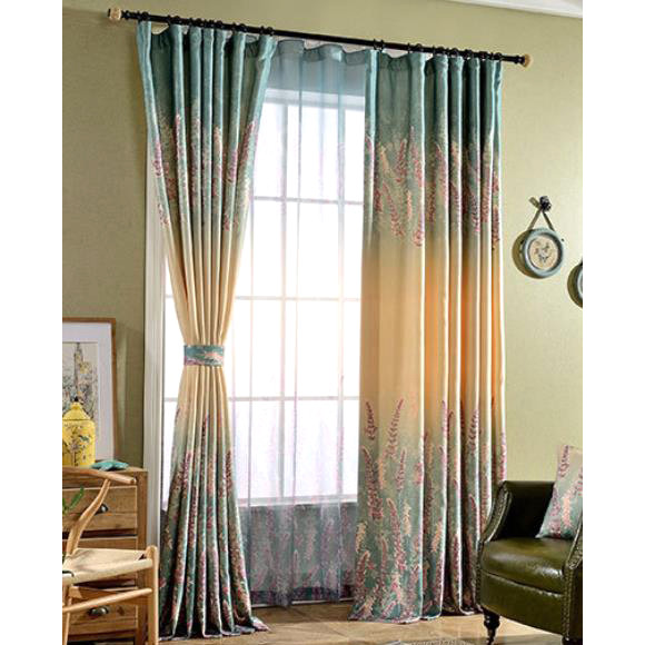 Shabby Chic Bedroom Curtains
 Multi color Floral Print Linen Cotton Blend Shabby Chic