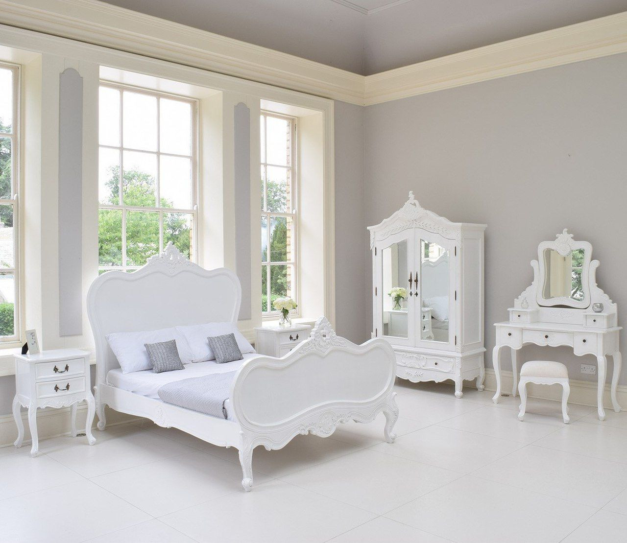 Shabby Chic Bedroom Furniture Sets
 Provincial Luxury Carved Bed Set White White in 2020