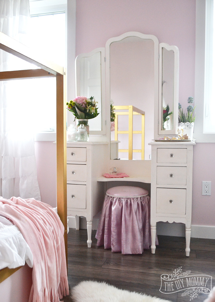 Shabby Chic Girls Bedroom
 A Pink White & Gold Shabby Chic Glam Girls Bedroom