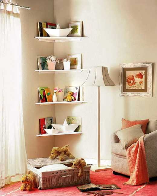 Shelving Ideas For Kids Room
 Simple DIY Corner Book Shelves Adding Storage Spaces to