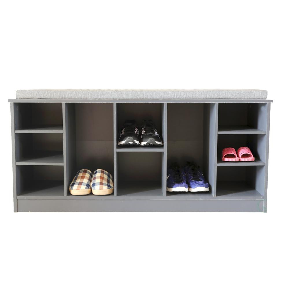 Shoe Storage Bench With Cushion
 Basicwise Wooden Shoe Cubicle Storage Entryway Bench with