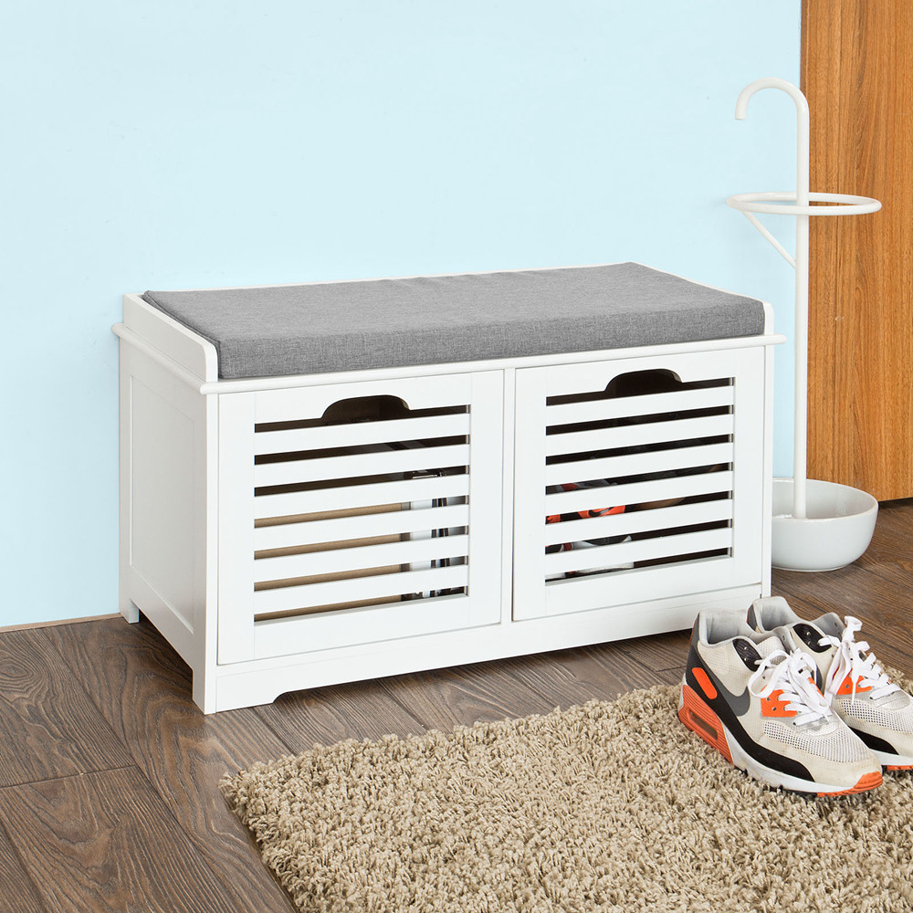 Shoe Storage Bench With Cushion
 SoBuy Shoe Cabinet Storage Bench with 2 Drawers & Seat