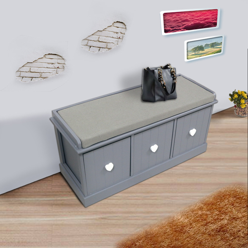 Shoe Storage Bench With Cushion
 Wooden Shoe Storage Bench Cushion Seat Pad with 3 Drawers