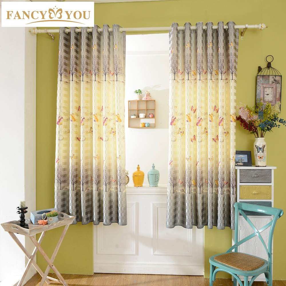 Short Living Room Curtains
 Butterfly blackout Short Window Curtains for Living Room