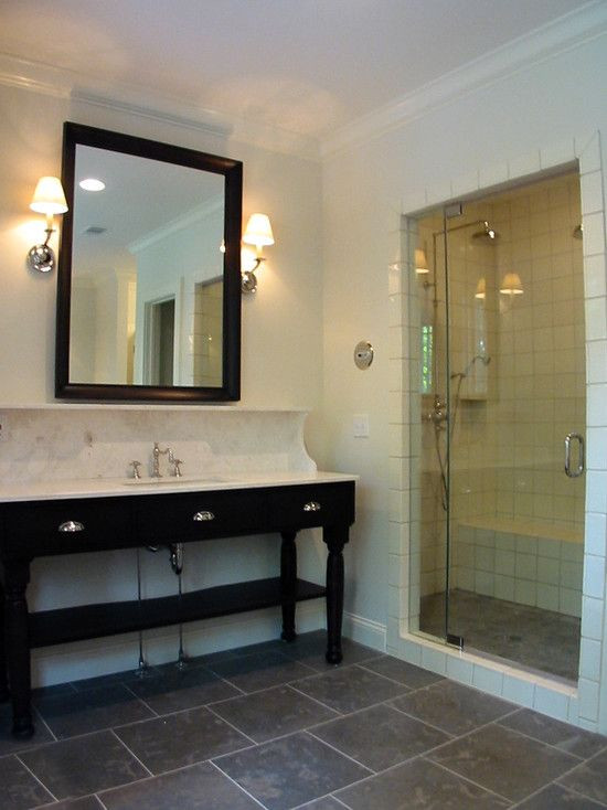 Slate Tile Bathroom Floor
 11 best Ideas for guest bathroom w black slate floor