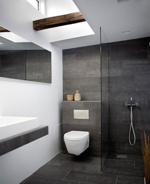 Slate Tile Bathroom Floor
 33 black slate bathroom floor tiles ideas and pictures