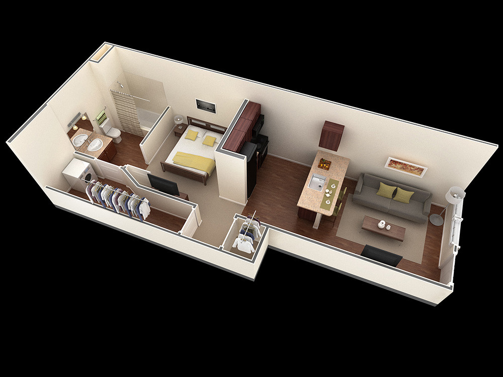 Small 1 Bedroom House
 25 e Bedroom House Apartment Plans