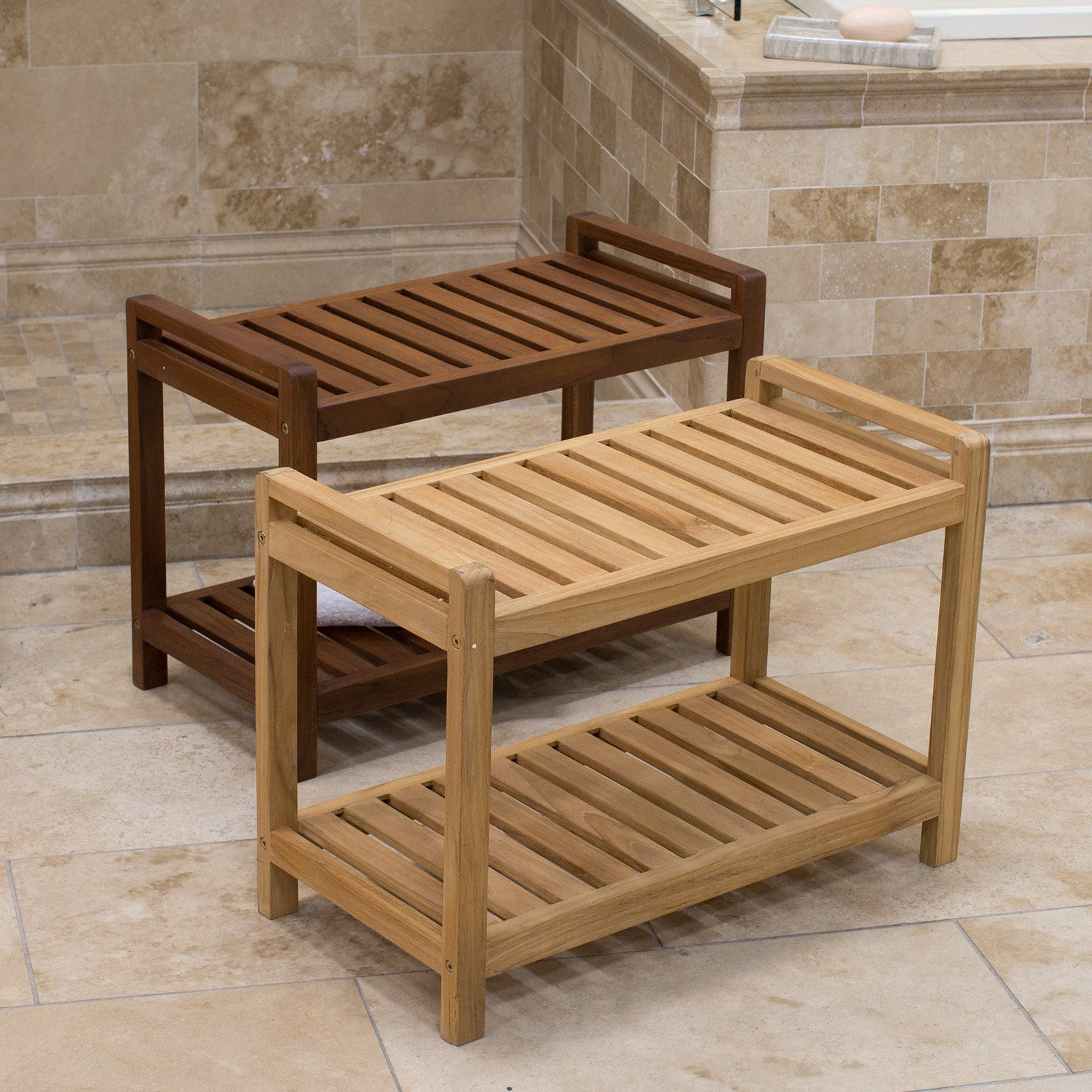 Small Bench For Bathroom
 Belham Living Teak Shower Bench Shower Seats at Hayneedle