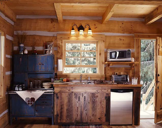 Small Cabin Kitchen
 Log Guesthouse Diary Entry 4 A Tiny Log Cabin