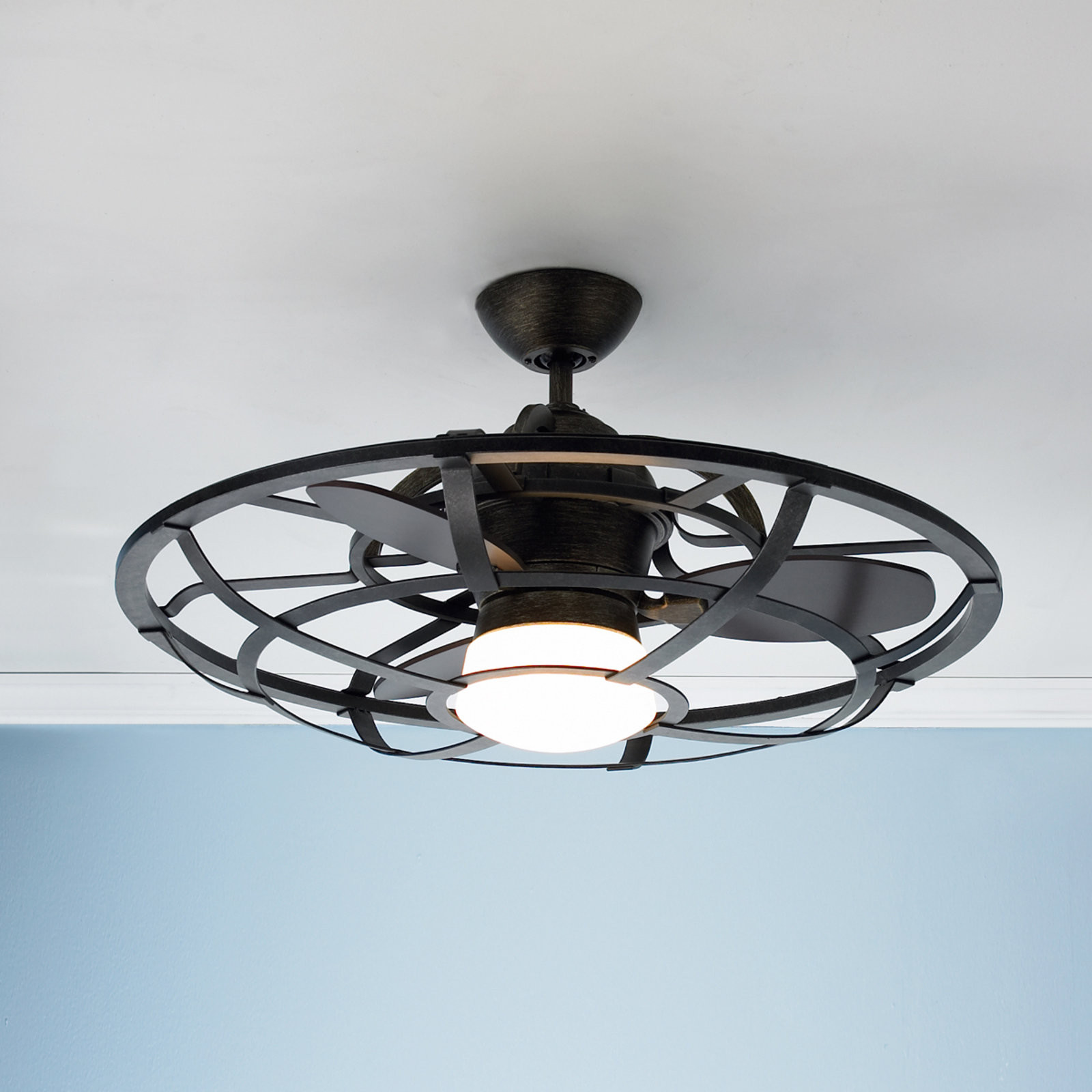Small Ceiling Fan For Bathroom
 Industrial Cage Ceiling Fan Shades of Light