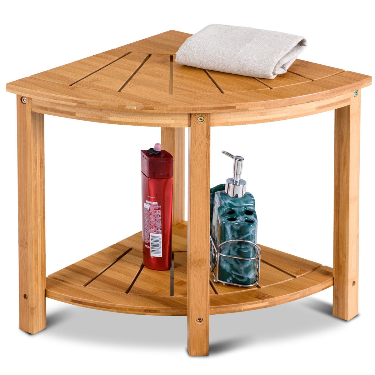 Small Corner Table For Bathroom
 Small Corner Shower Bench Wood Spa Seat Storage Shelf