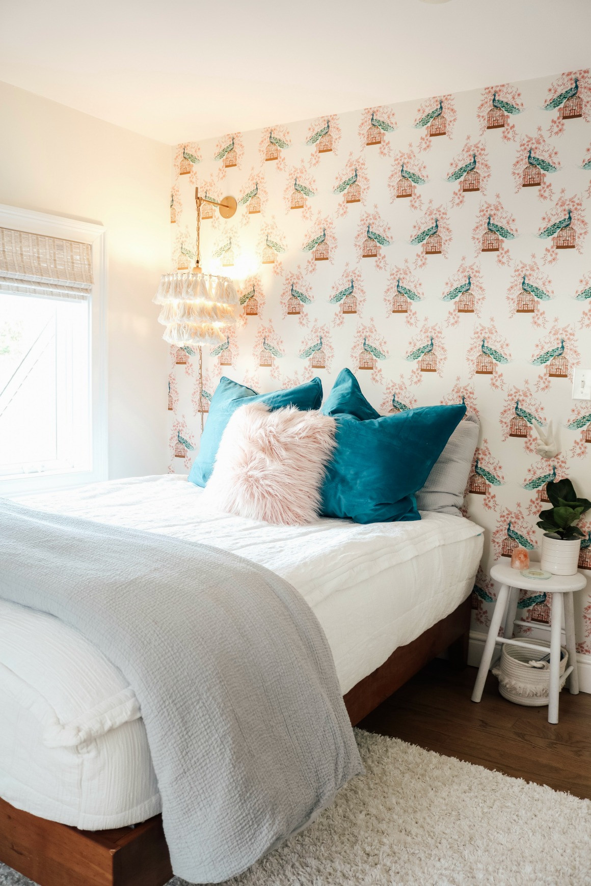 Small Girl Bedroom
 Small Girls Bedroom Makeover with Wallpaper Accent Wall