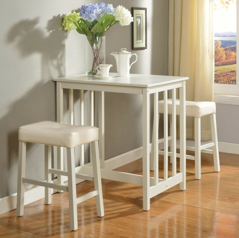 Small Kitchen Bar Table
 White Counter Height Dining Table Set of 3 Piece Bar Pub